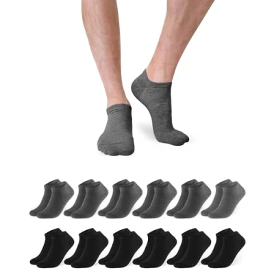 Abbildung von Libella 12 Paar Sneaker Socken Damen 35 38 Baumwolle Füßlinge Atmungsaktive Kurze Sportsocken Sneakersocken Unisex in Schwarz und Grau