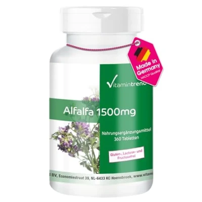 Abbildung von Alfalfa 1500mg Großpackung Mit 360 Tabletten, Für 4 Monate Vegan, fach Konzentrierter Extrakt