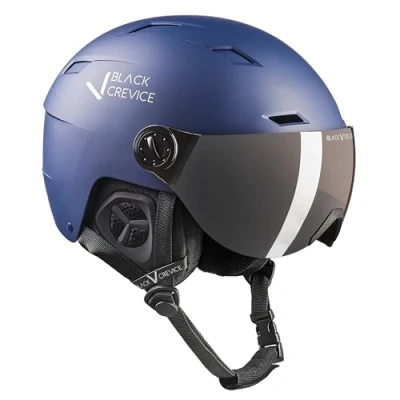 Abbildung von Black Crevice Skihelm mit Visier Kirchberg Navy, M (54 57cm)…