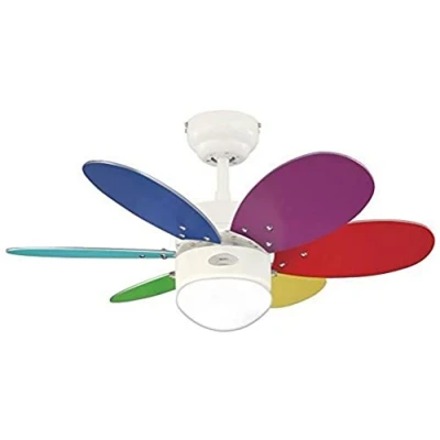 Abbildung von 76 cm Deckenventilator Turbo II 78673 mit Einzelleuchte und sechs Flügeln, Ausführung in Weiß Opalmilchglas