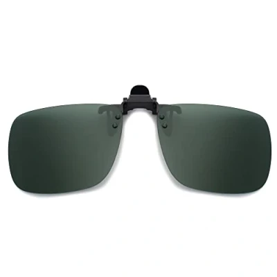 Abbildung von JM Polarized Clip auf Sonnenbrille Rahmenlose Flip Up Linse für verschreibungspflichtige Gläser Grün 60 * 47