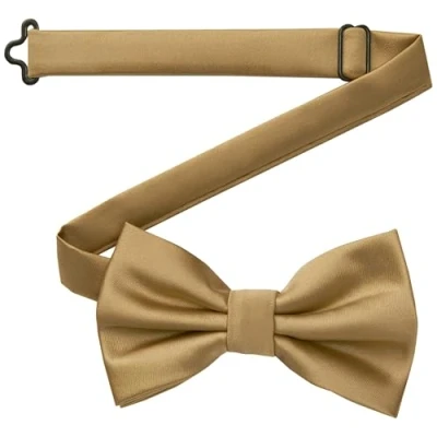 Abbildung von DonDon Fliege Herren handgefertigt Seiden Look 12 x 6 cm Gold