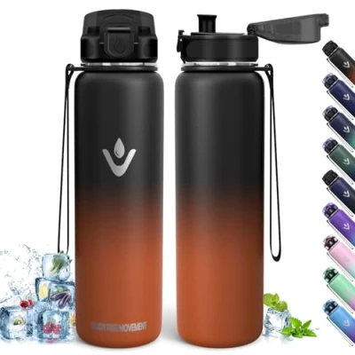 Abbildung von Trinkflasche Edelstahl, 500ml BPA Frei, Kinder, Auslaufsicher, Thermoskanne, Doppelwandige Isolierung, Thermosflasche, 18/8 Thermoskanne für Wandern, Laufen, Schule, Fitness