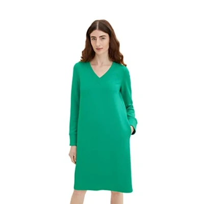 Abbildung von TOM TAILOR Damen 1035222 Basic Kleid, 31032 Vivid Leaf Green, 38