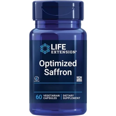Abbildung von Life Extension, Optimized Saffron, Safran Extrakt, 60 vegane Kapseln, Laborgeprüft, Glutenfrei, Vegetarisch, Sojafrei, Ohne Gentechnik