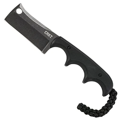 Abbildung von CRKT Minimalistisches Cleaver EDC Messer: Kompaktes Alltagsmesser mit fester Klinge, faltbares Universalmesser schwarzem Finish, Griff aus Harzfaser und Scheide 2383K