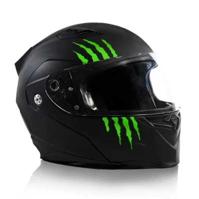 Abbildung von Finest Folia Kratzer Helm Aufkleber 2er Set 7,5x7,5cm Monster Sticker Kralle Deko für Motorrad Auto Motorradhelm Kratzspuren selbstklebend wasserfest K173 (Neon Grün)