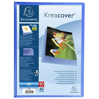 Abbildung von Exacompta 5742E Kreacover Sichtmappe (aus PP, DIN A4, 21 x 29,7 cm, mit 40 Hüllen) 1 Stück Blau
