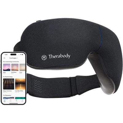 Abbildung von Therabody SmartGoggles 2.0 Beheizte Augenmaske, Schlafmaske mit Verdunkelung &amp; Schläfenmassage für Personalisierte Entspannung und Kopfschmerzlinderung