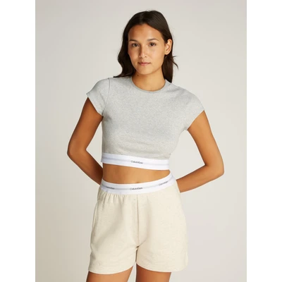 Abbildung von Calvin Klein Underwear CROP TEE Nachtwäsche Shirt, Damen, Größe: Medium, Grey heather