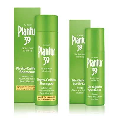 Abbildung von Plantur 39 Phyto Coffein Shampoo 250 ml + Sprüh Kur 125 Speziell für coloriertes und strapaziertes Haar Gegen menopauselen Haarausfall
