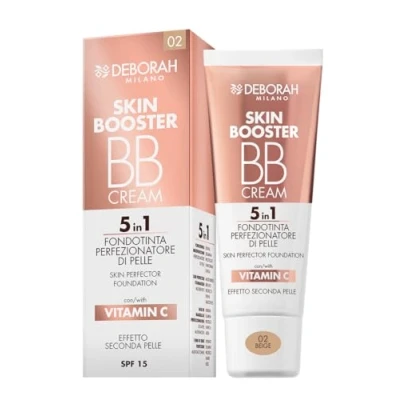 Abbildung von Deborah Milano BB Cream Skin Booster, Nr. 02 Beige, LSF 15, mit Vitamin C, getönte Gesichtscreme für eine zweite Haut, 30 ml