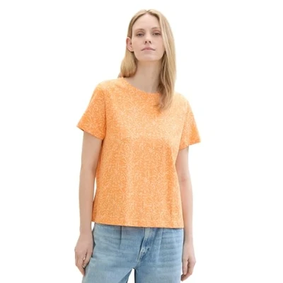 Abbildung von TOM Tailor Tshirt print, Damen, Größe: XL, Apricot abstract leaf print
