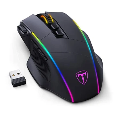 Abbildung von RisoPhy Gaming Maus Kabellose RGB,2.4G/USB C/Bluetooth mit 8 Programmierbare Tasten/10000DPI/7 RGB Beleuchtung,Wireless Ergonomische für PC/Mac Gamer