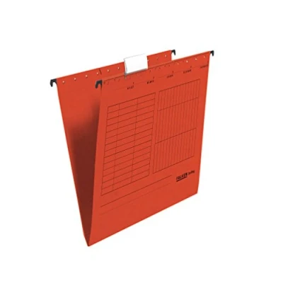 Abbildung von Original Falken 5er Pack Hängemappe UniReg. Made in Germany. Aus Recycling Karton für DIN A4 seitlich offen rot Blauer Engel ideal die lose Blatt Ablage im Büro und der Behörde