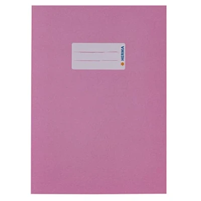 Abbildung von HERMA 7030 Heftumschlag A5 Papier Rosa, Hefthülle mit Beschriftungsfeld aus extrem kräftigen &amp; satten Farben, Heftschoner für Schulhefte, farbig