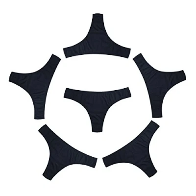 Abbildung von KNITLORD 6er Pack String Tanga Damen Baumwolle Unterhosen Atmungsaktive Unterwäsche Frauen Weich Panties Mehrpack Schwarz M