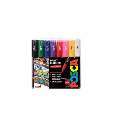 Abbildung von POSCA 153544382 PC 1M „Paint in a Pen“ Starterset, 1 mm dünne Spitze, wasserbasierte Filzstifte, 8 Farben