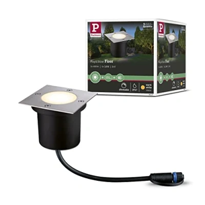 Abbildung von Paulmann 94227 Plug &amp; Shine LED Außenleuchte Bodeneinbauleuchte eckig incl. 1x3,6 Watt IP65 dimmbar Außenbereich Edelstahl Metall, Kunststoff 3000 K