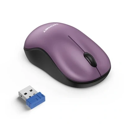 Abbildung von TECKNET Silent Kabellose Maus, 3200 DPI Wireless Optische Mouse, Für Links und Rechtshänder, 2,4 Ghz mit USB Nanoempfänger, 18 Monate Batterielaufzeit, Kompatibel PC, Mac, Laptop Lila
