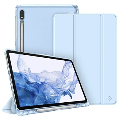 Abbildung von Fintie Hülle für Samsung Galaxy Tab S8 11 Zoll 2022 / S7 2020 Silm Schutzhülle mit Transparenter Rückseite Abdeckung Cover Auto Schlaf/Wach Funktion, Himmelblau