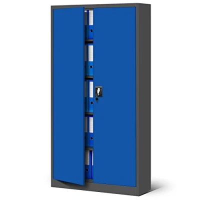 Abbildung von Jan Nowak Metallschrank 185 x 90 40 cm Metall Aktenschrank Abschließbar mit 2 Türen, Mehrzweckschrank 5 Ebenen, Büroschrank aus Stahlschrank Pulverbeschichtung Anthrazit Blau