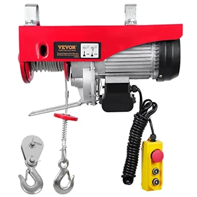 Abbildung von VEVOR elektrische Seilwinde 500kg bis 1000kg Hubhöhe 12m Seilzug Motorwinde 1600W Kupfermotor Flaschenzug 10m/min Hubgeschwindigkeit Hebezug mit kabelgebundener Fernbedienung Seilhebezug Kettenzug