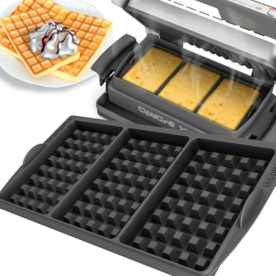Abbildung von ZauberFry Waffeleinsatz kompatibel mit Tefal OptiGrill XL, Elite Plus + Backschaleneinsatz aus Silikon, Belgische Waffeln, Zubehör