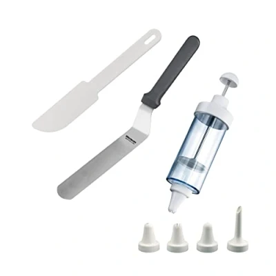 Abbildung von Westmark Back Set, 3 tlg.: 1 Garnierspritze mit 5 Tüllen, Winkelpalette, Kuchenlöser, Kunststoff/Rostfreier Edelstahl, Transparent/Schwarz/Weiß, 311522E6