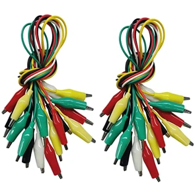Abbildung von 20 Stück Krokodilklemmen mit Kabel, Messkabel Prüfleitungen Doppelendige Messleitung (50 cm)