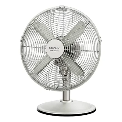 Abbildung von Cecotec Tischventilator EnergySilence 610 SteelDesk. 40 W, Stahl Finish, Durchmesser 30,5 cm mit 4 Flügeln, 3 Geschwindigkeiten, Oszillation, höhenverstellbar, maximale Sicherheit