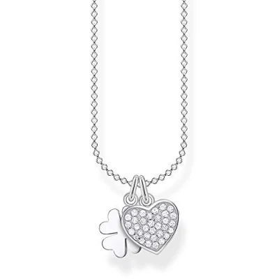 Abbildung von Thomas Sabo Damen Halskette Kleeblatt mit Herz pavé 925 Sterlingsilber, 38 45 cm Länge