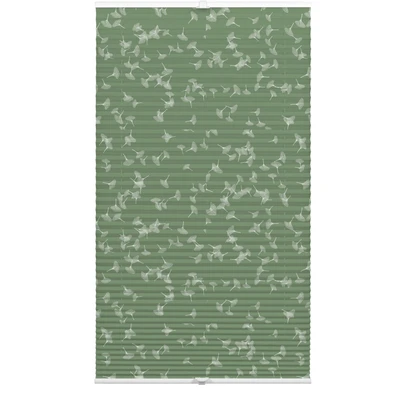 Abbildung von GARDINIA Plissee zum Klemmen, Blickdichtes Faltrollo, Alle Montage Teile inklusive, verspannt mit Zwei Bedienschienen, Japandi Ginkgo Jade Green, Grün, 100 x 130 cm