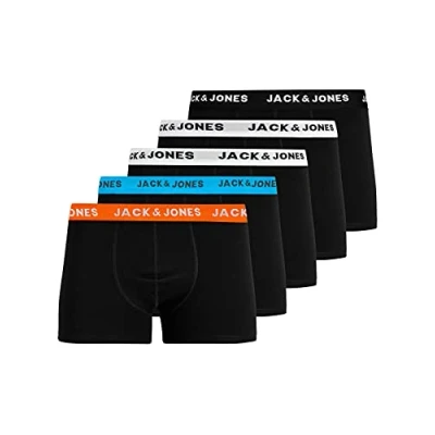 Abbildung von JACK &amp; JONES Herren JACHUEYS Trunks 5 Pack, Black/Wb White 2 Orange Bl, L