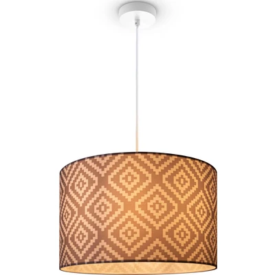 Abbildung von Paco Home Pendelleuchte »Hugo Stella«, Leuchtmittel E27 ohne Leuchtmittel, Wohnzimmer Lampenschirm Stoff Rund Retro Vintage Textil