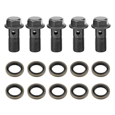 Abbildung von hohlschraube m10x1,hohlschraube,5 Stück Brems Hohlschraube, Motorrad Hohlschrauben &amp; Unterlegscheiben Dichtungs Unterlegscheibensatz für Bremssattel Hauptbremszylinder M10 x1,25/M10 * 1,0 mm(M10x1.25m