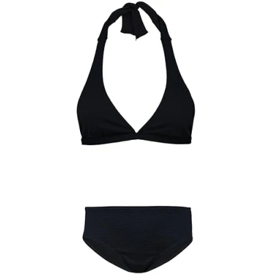 Abbildung von Aquarti Mädchen Bikini Set Bustier Bikinislip Zweiteiliger Badeanzug, Farbe: Zum Binden Jacquard Punkte Schwarz, Größe: 152