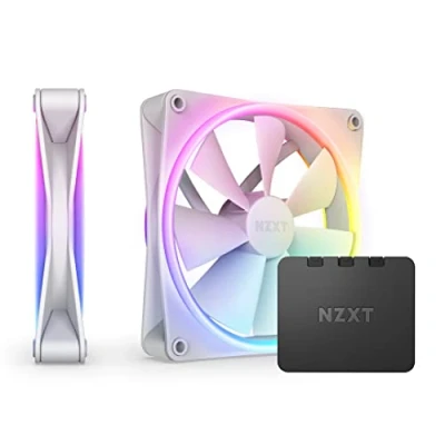 Abbildung von NZXT F140 RGB Duo Twin Pack 2 x 140mm doppelseitiger Lüfter mit Controller 20 einzeln adressierbare LEDs Ausgeglichener Airflow und statischer Druck Weiß