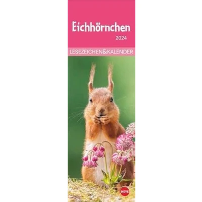 Abbildung von Eichhörnchen Lesezeichen &amp; Kalender 2024. Süße kleine Aufmerksamkeit zu Weihnachten für Tierfreunde: Niedliche Eichhörnchenfotos, praktischer kleiner und in einem!