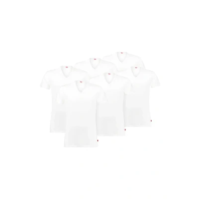 Abbildung von Levi&#039;s 6ER PACK ECOM Vausschnitt Kurzarm Tshirt basic, Herren, Größe: Small, Weiß