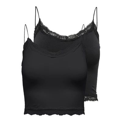 Abbildung von ONLY Onlvicky CROP 2 PACK Unterhemd/shirt black, Damen, Größe: XS/S, Black