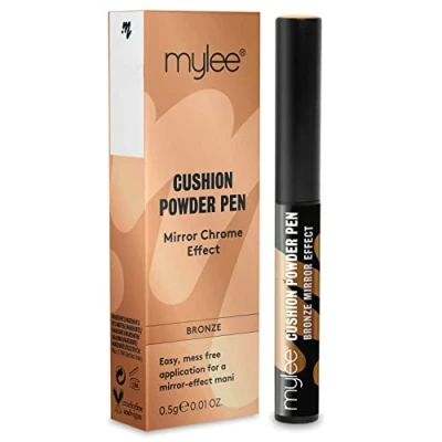 Abbildung von Mylee Air Cushion Chrom Puderstift Bronze Holographische Nagelpuderdekoration, glänzender metallischer Spiegeleffekt langlebig, DIY Nagelkunst, Manikürewerkzeug