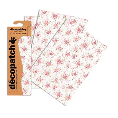 Abbildung von Decopatch Papier No. 570 (pink weiß Streublümchen, 395 x 298 mm) 3er Pack