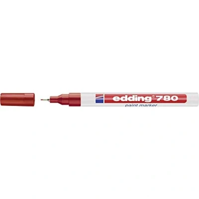 Abbildung von edding 780 Lackmarker rot 1 Stift Rundspitze 0,8 mm Lackstift zur Markierung und Beschriftung von Metall, Glas, Stein oder Kunststoff hitzebeständig, permanent, wisch wasserfest