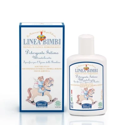 Abbildung von Helan, Bimbi Bio Linie, sanftes Intimreiniger, mikrobiologisch getestet, verhindert Juckreiz und Brennen, angereichert mit Aloe Vera Aprikosenöl