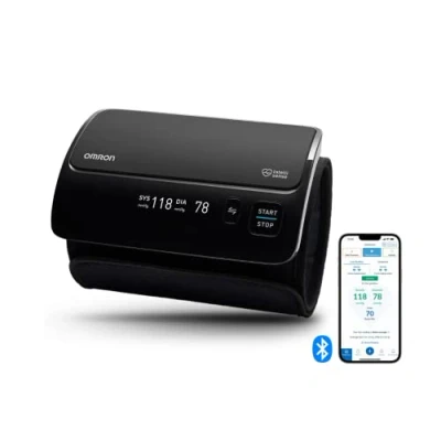 Abbildung von OMRON EVOLV Automatisches Oberarm Blutdruckmessgerät ohne Kabel, klinisch validiert, auch für Schwangere, mit kostenloser Gesundheits App, AKTION: Jetzt 6 Monate connect Premium gratis