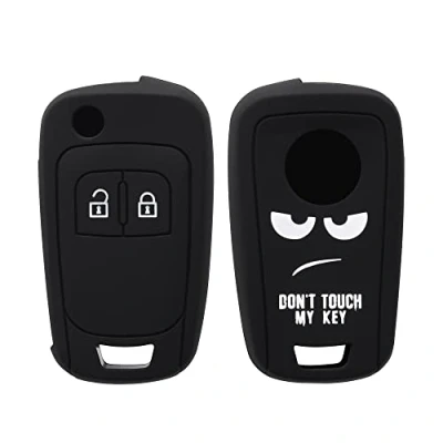 Abbildung von kwmobile Autoschlüssel Hülle kompatibel mit Opel Chevrolet 2 Tasten Klapp Schlüsselhülle Don&#039;t Touch My Key Weiß Schwarz