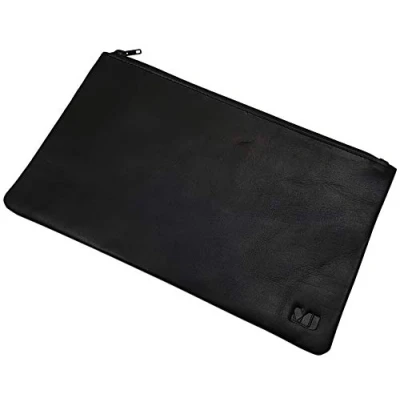 Abbildung von myledershop Echt Leder Banktasche mit 1 Reißverschlussfach MJ Design Germany in Schwarz