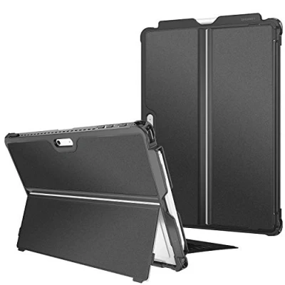 Abbildung von Fintie Hülle für Microsoft Surface Pro 7+ /Pro 7 / 6 5 LTE, Stoßfeste Robuste Hartschalen Schutzhülle mit Stifthalter Original Ständer, Kompatibel Type Cover Tastatur, Schwarz