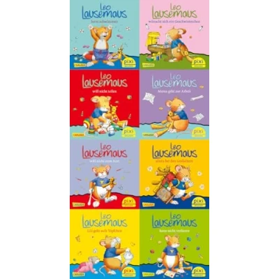Abbildung von Pixi 8er Set 219: Leo Lausemaus (8x1 Exemplar) (219): lernt schwimmen; will nicht teilen; zum ... Großeltern; Lesemaus Lili geht au...